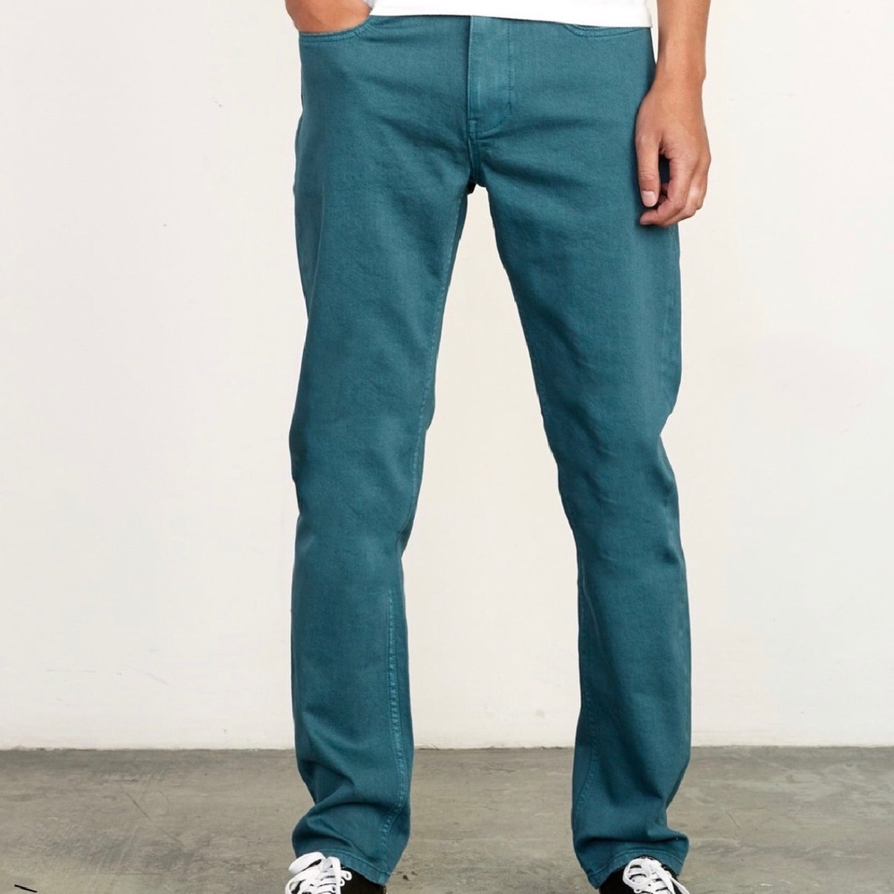 RVCA 34x31 Spanky Denim Hunter Green Slim Straight